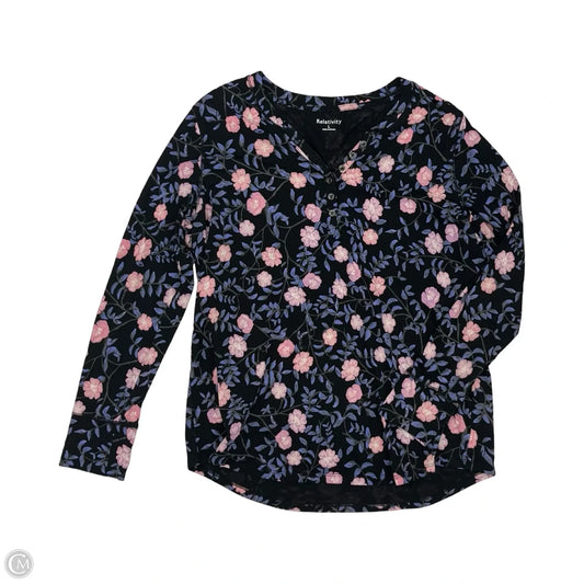 Top Long Sleeve By Relativity In Floral Print, Size: L