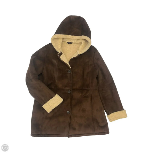 Coat Faux Fur & Sherpa By Lands End In Brown, Size: Xl