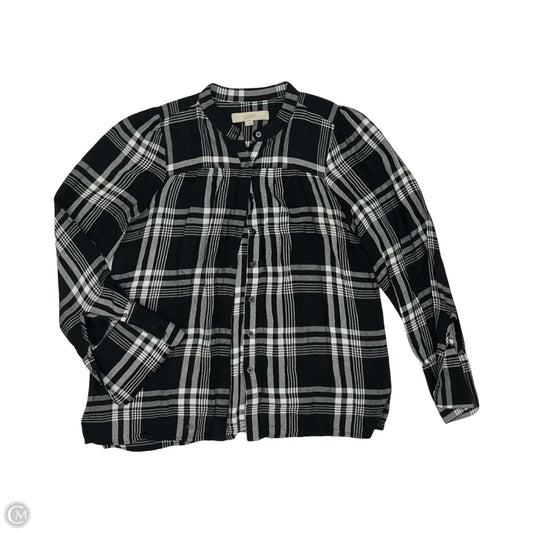 Blouse Long Sleeve By Loft In Black & Cream, Size: S