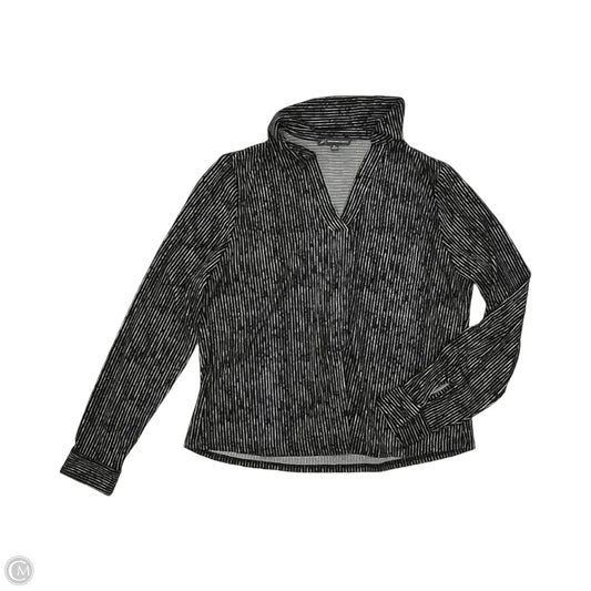 Blouse Long Sleeve By Adrianna Papell In Black & Cream, Size: M