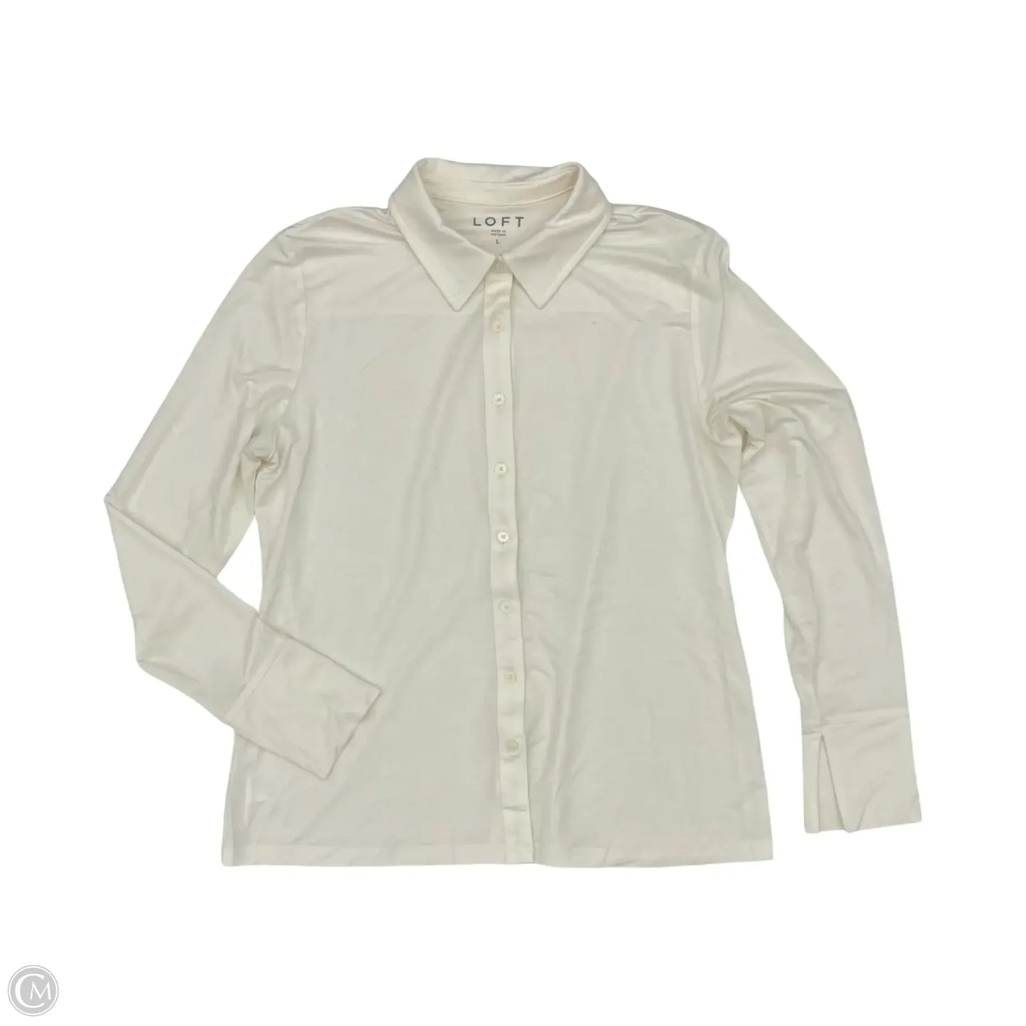Top Long Sleeve By Loft In Cream, Size: L