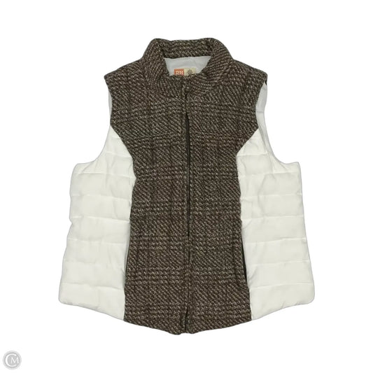 Vest Puffer & Quilted By Ruff Hewn In Brown & White, Size: Xlp
