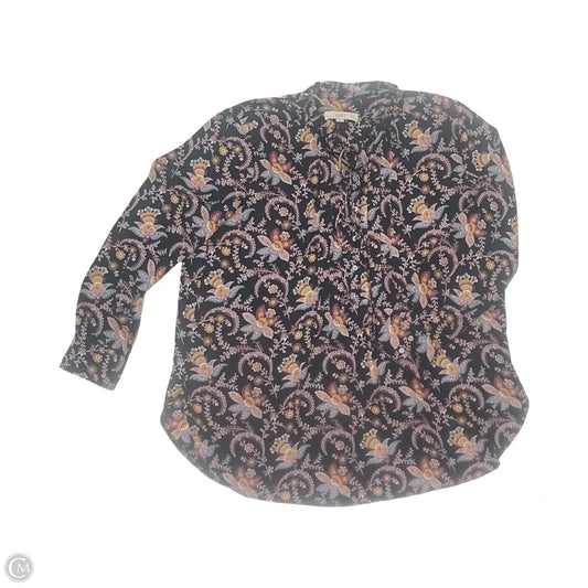 Blouse Long Sleeve By Loft In Blue & Pink, Size: Xl