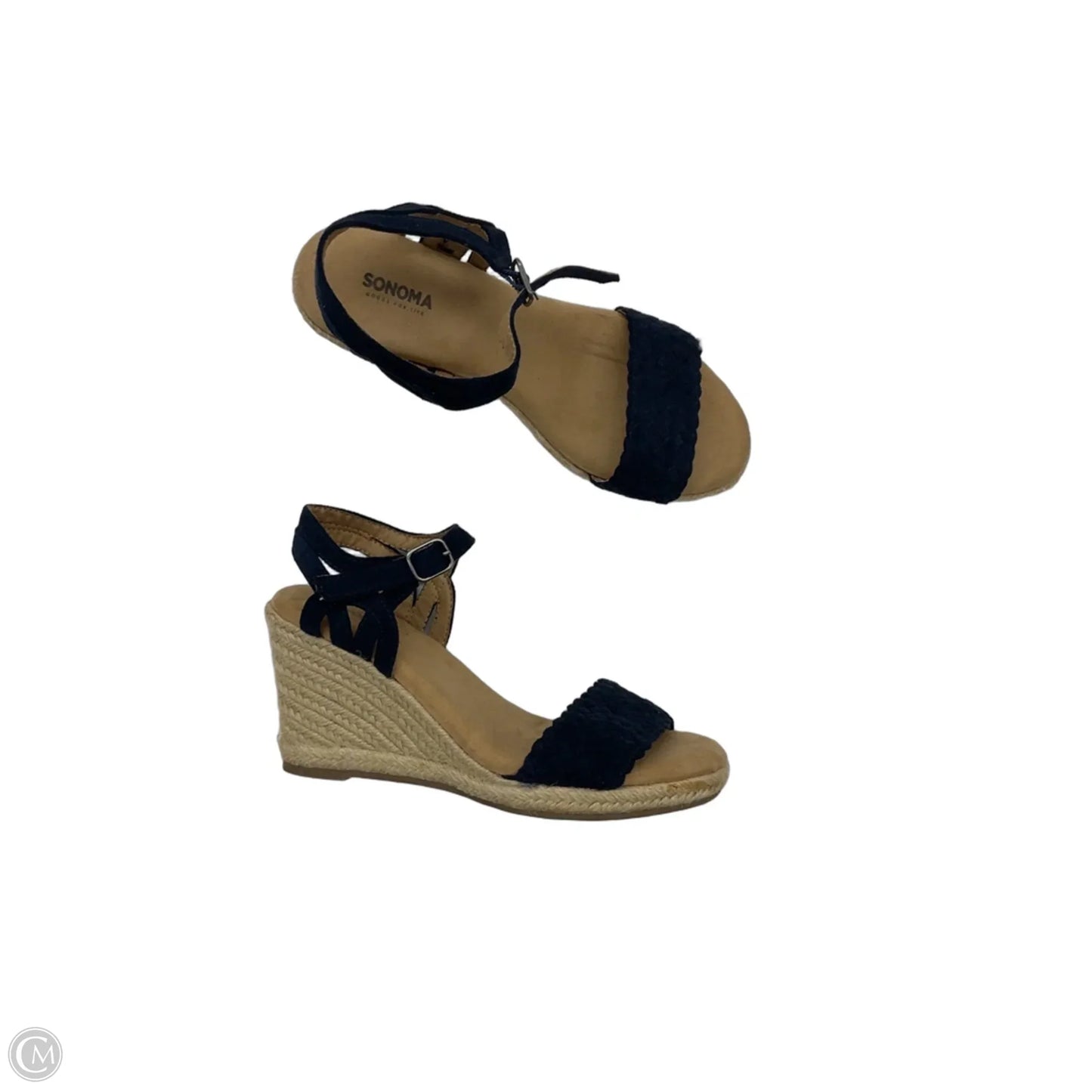 Sandals Heels Wedge By Sonoma In Blue & Tan, Size: 6.5