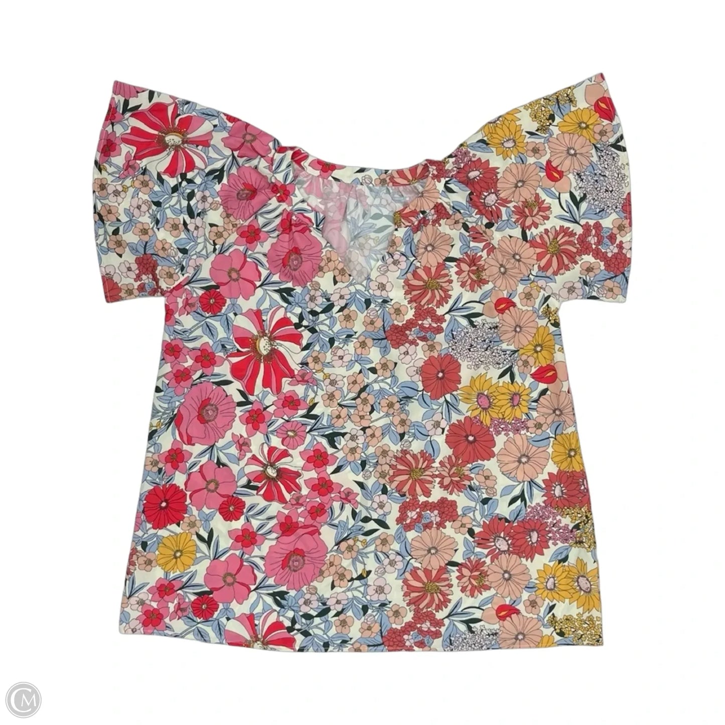 Blouse Short Sleeve By Clothes Mentor In Floral Print, Size: Xl
