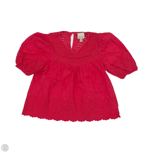 Blouse Short Sleeve By Industry In Pink, Size: M