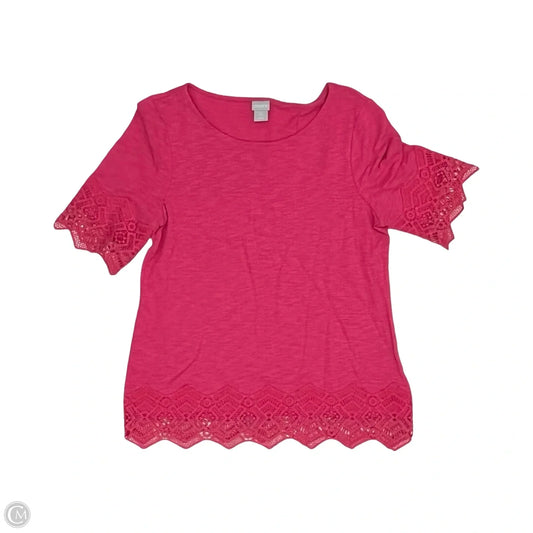 Top Short Sleeve By Chicos In Pink, Size: S