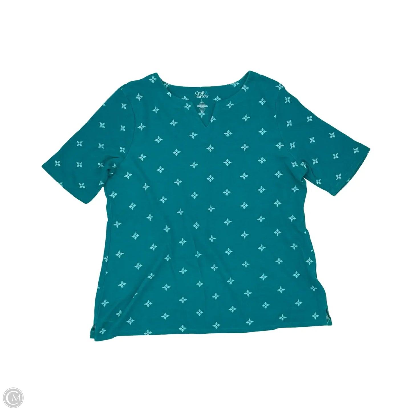 Top Short Sleeve By Croft And Barrow In Blue, Size: L