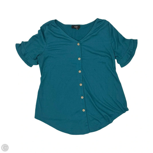 Top Short Sleeve By Agb In Teal, Size: L