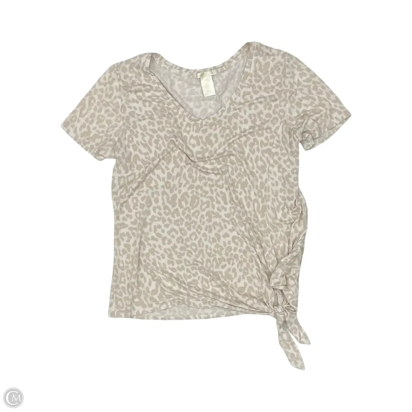 Top Short Sleeve By Matty M In Tan & White, Size: L