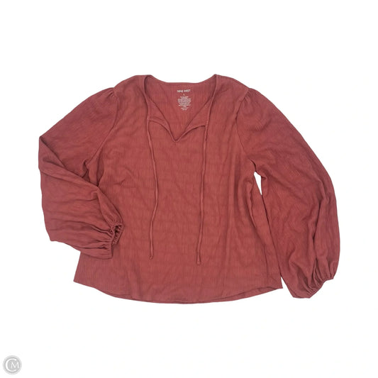 Blouse Long Sleeve By Nine West In Red, Size: L
