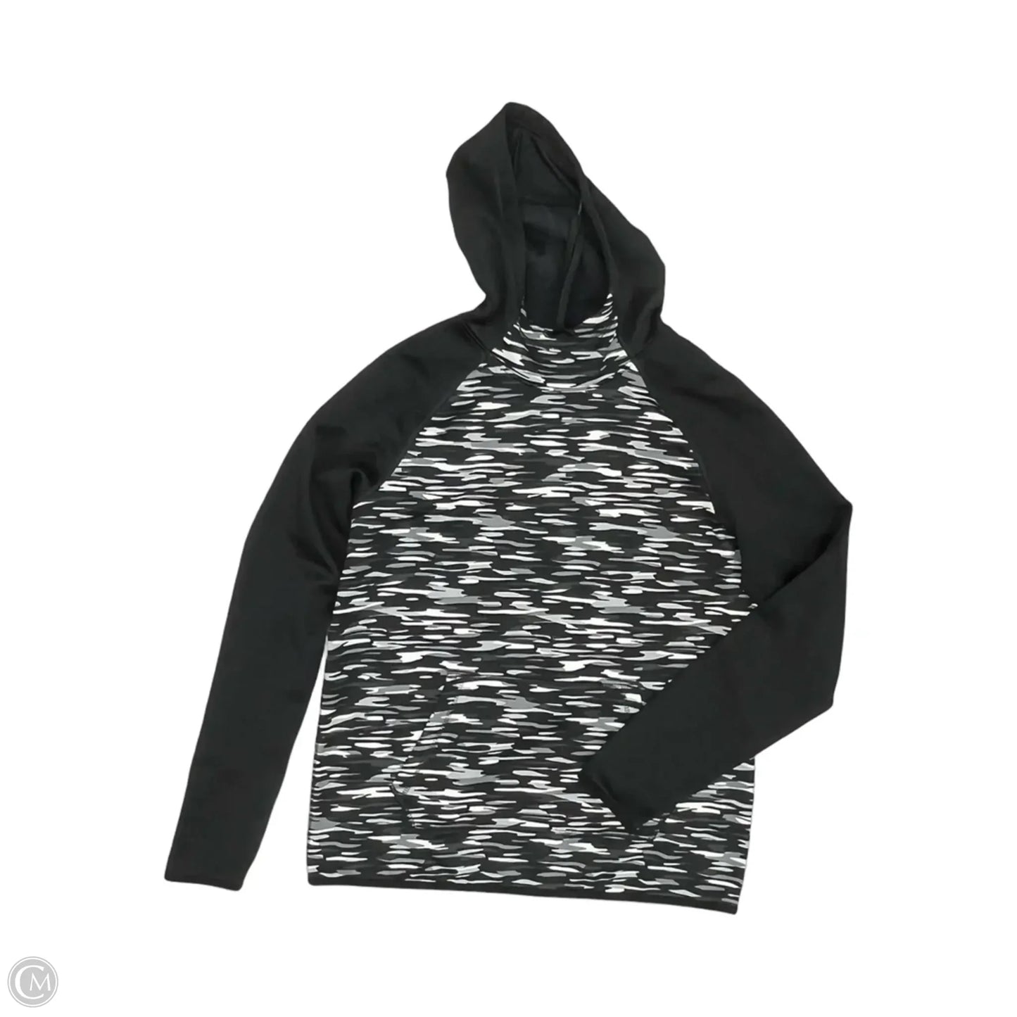 Athletic Sweatshirt Hoodie By Nike In Black & White, Size: M