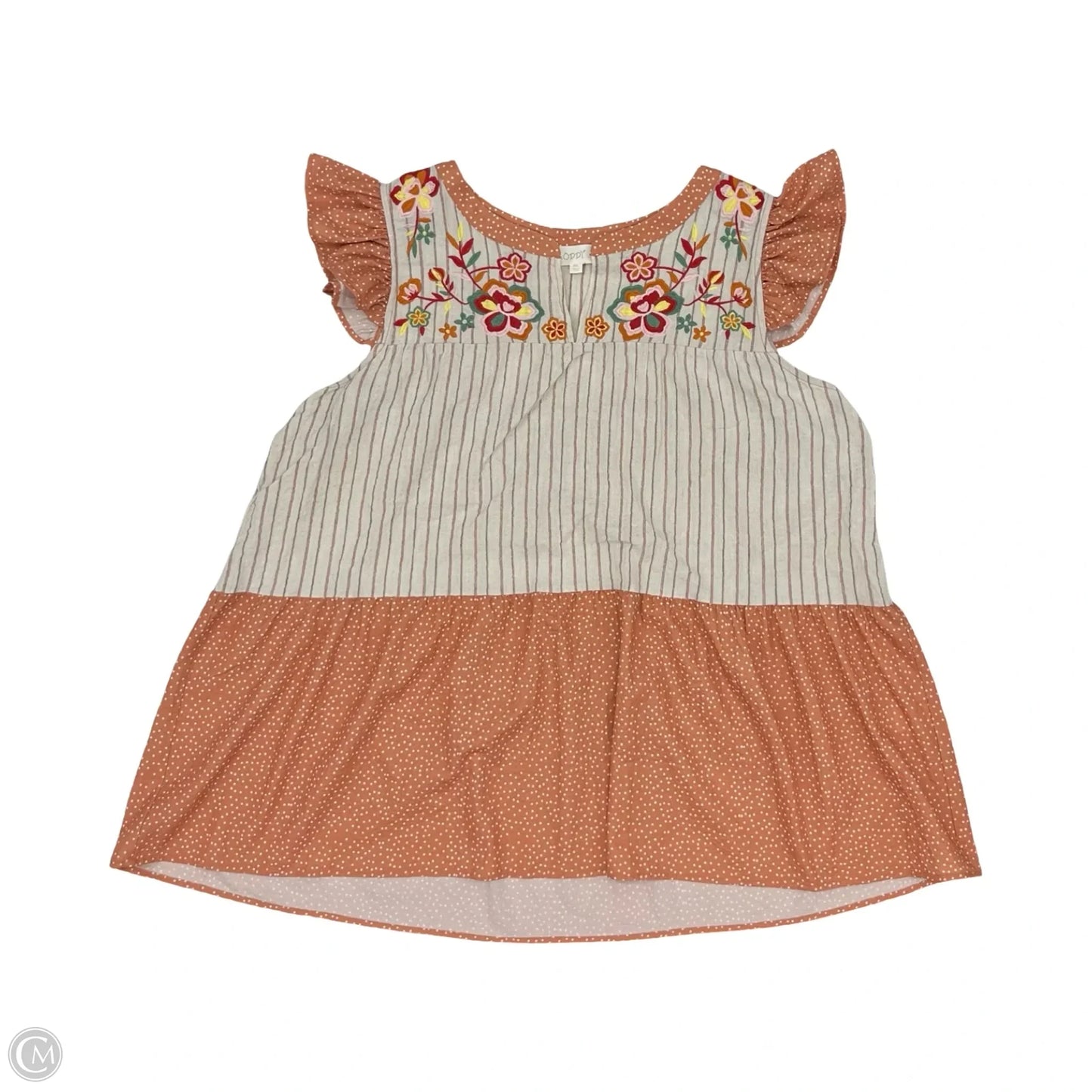 Tunic Short Sleeve By Oddi In Cream, Size: 3x