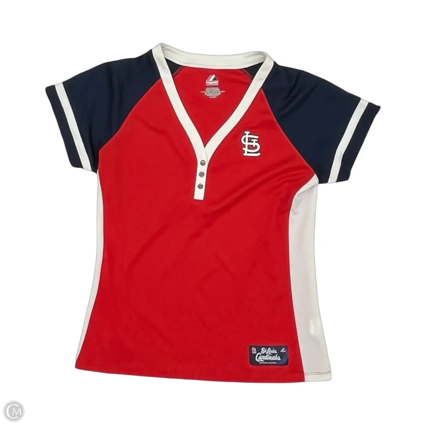 Athletic Top Short Sleeve By Majestic In Blue Red & White, Size: Xl