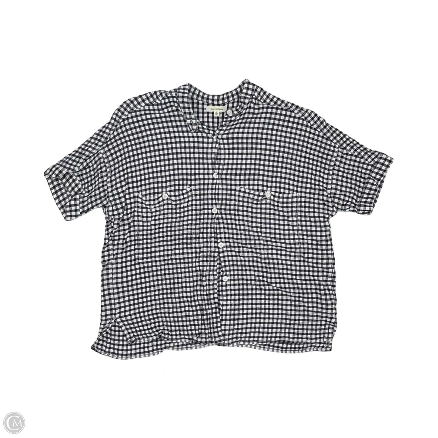 Top Short Sleeve By Max Studio In Blue & White, Size: S