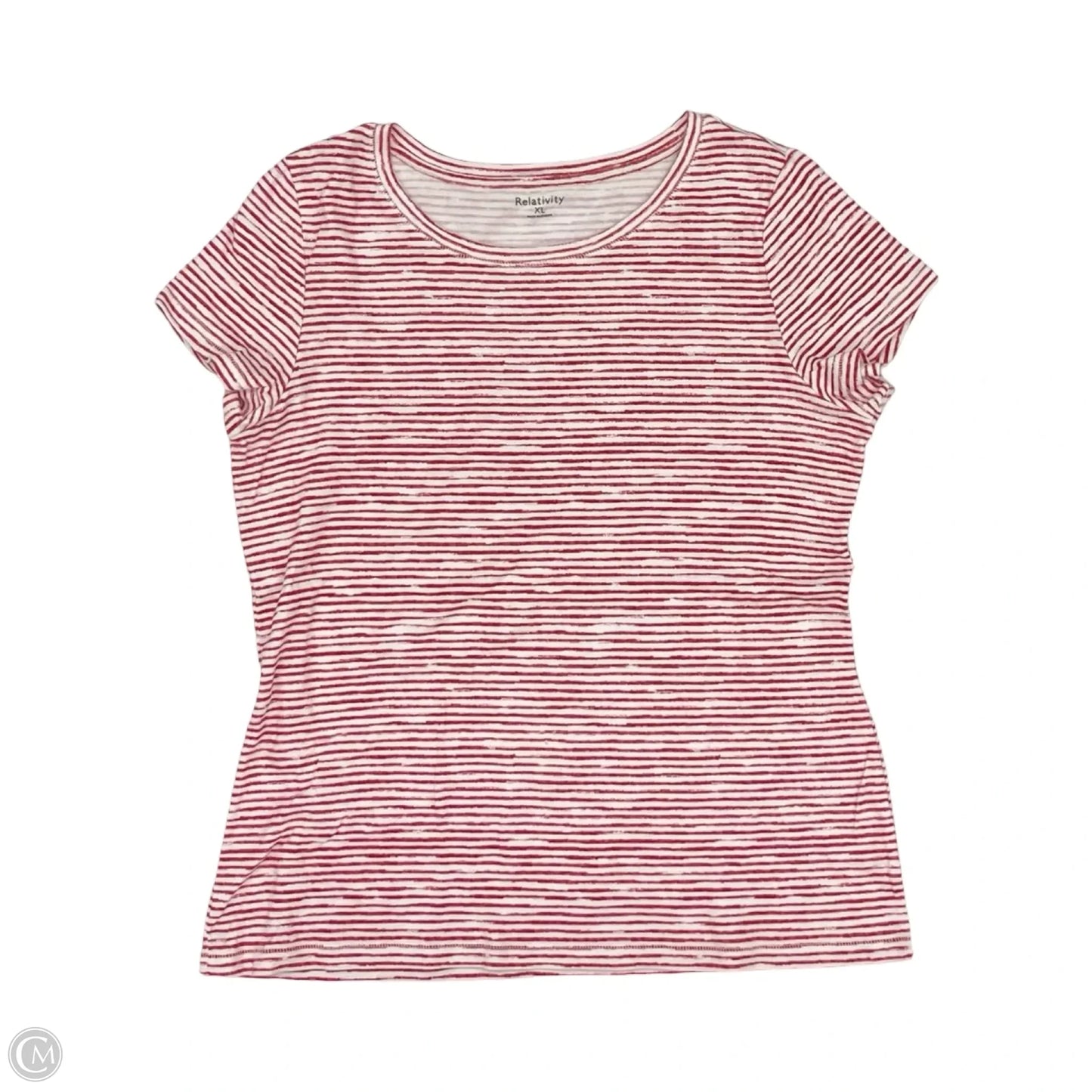 Top Short Sleeve By Relativity In Red & White, Size: Xl