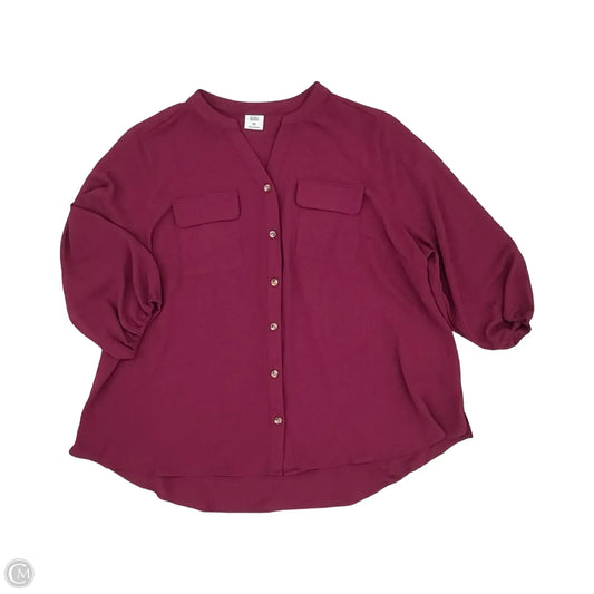 Blouse Long Sleeve By Croft And Barrow In Purple, Size: 2x