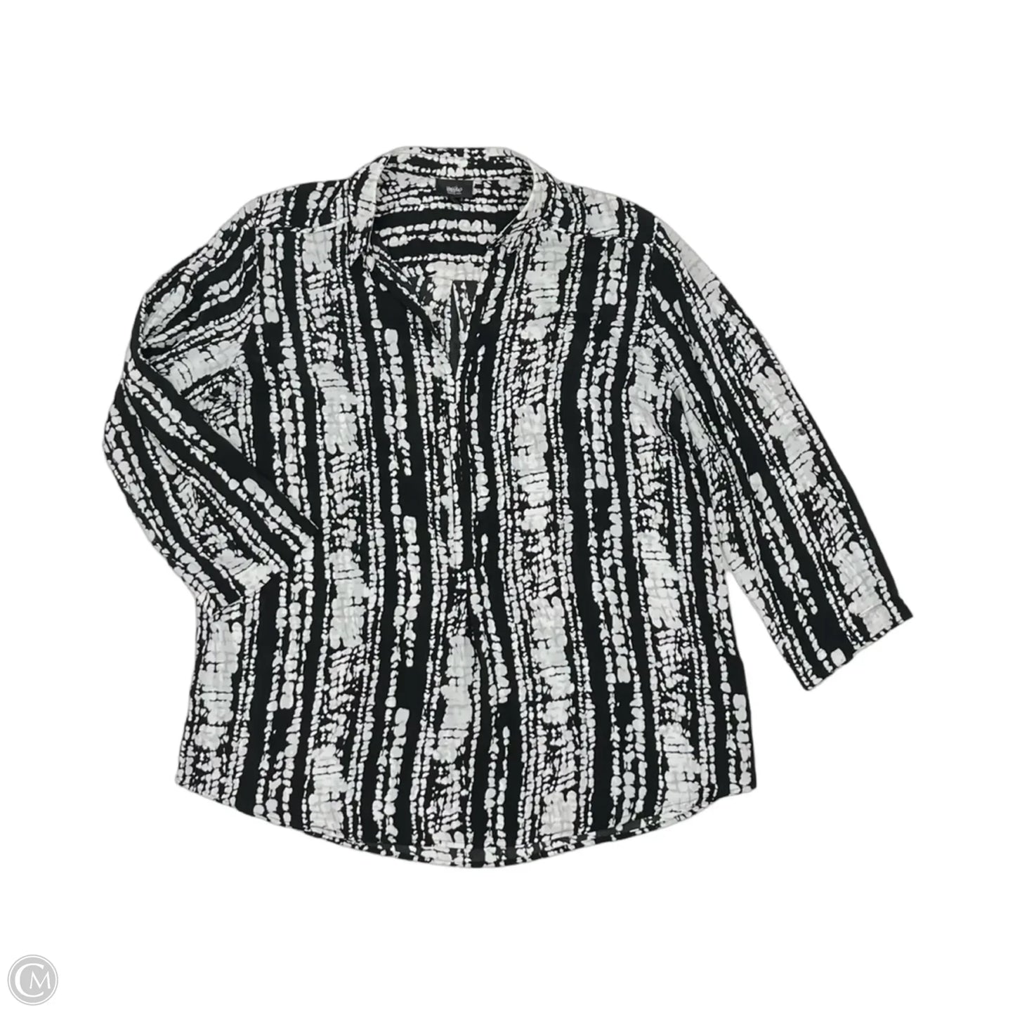 Blouse Long Sleeve By Mossimo In Black & White, Size: L
