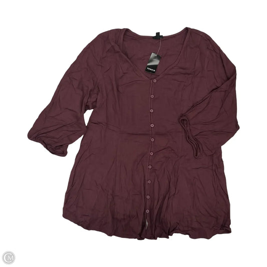 Top 3/4 Sleeve By Torrid In Maroon, Size: 2x