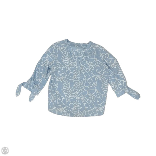 Top Long Sleeve By J. Jill In Blue & White, Size: L