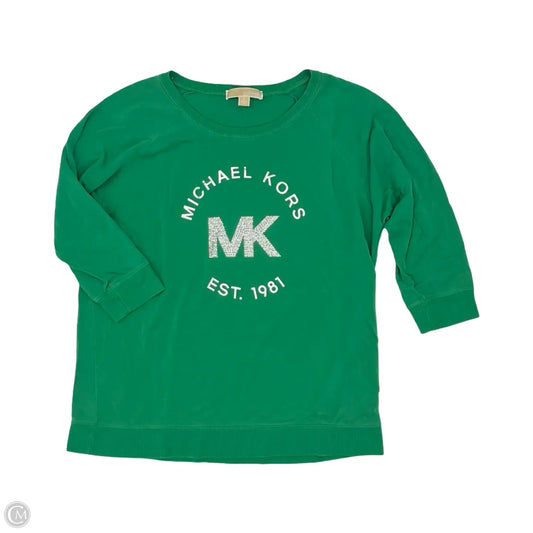 Top 3/4 Sleeve Designer By Michael Kors In Green, Size: L