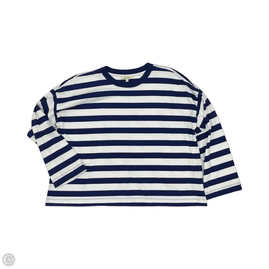 Top Long Sleeve By Madewell In Blue & White, Size: M