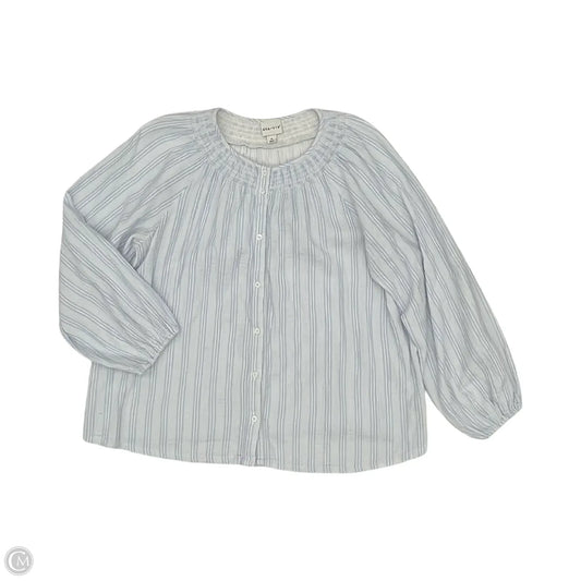 Blouse Long Sleeve By Ava & Viv In Blue & White, Size: 1x