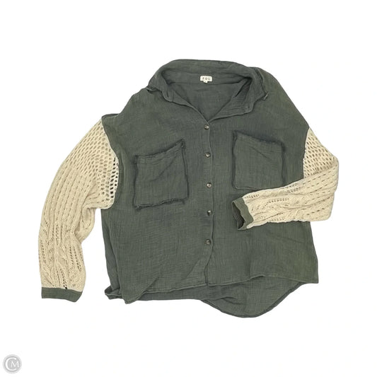 Top Long Sleeve By Pol In Green, Size: L