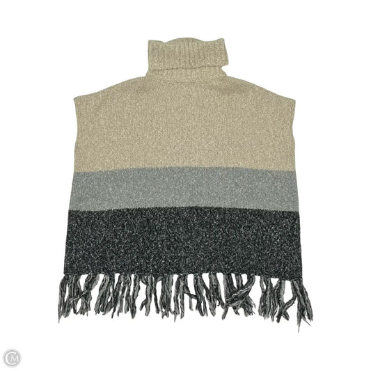 Poncho By Bobeau In Grey & Tan, Size: Xs