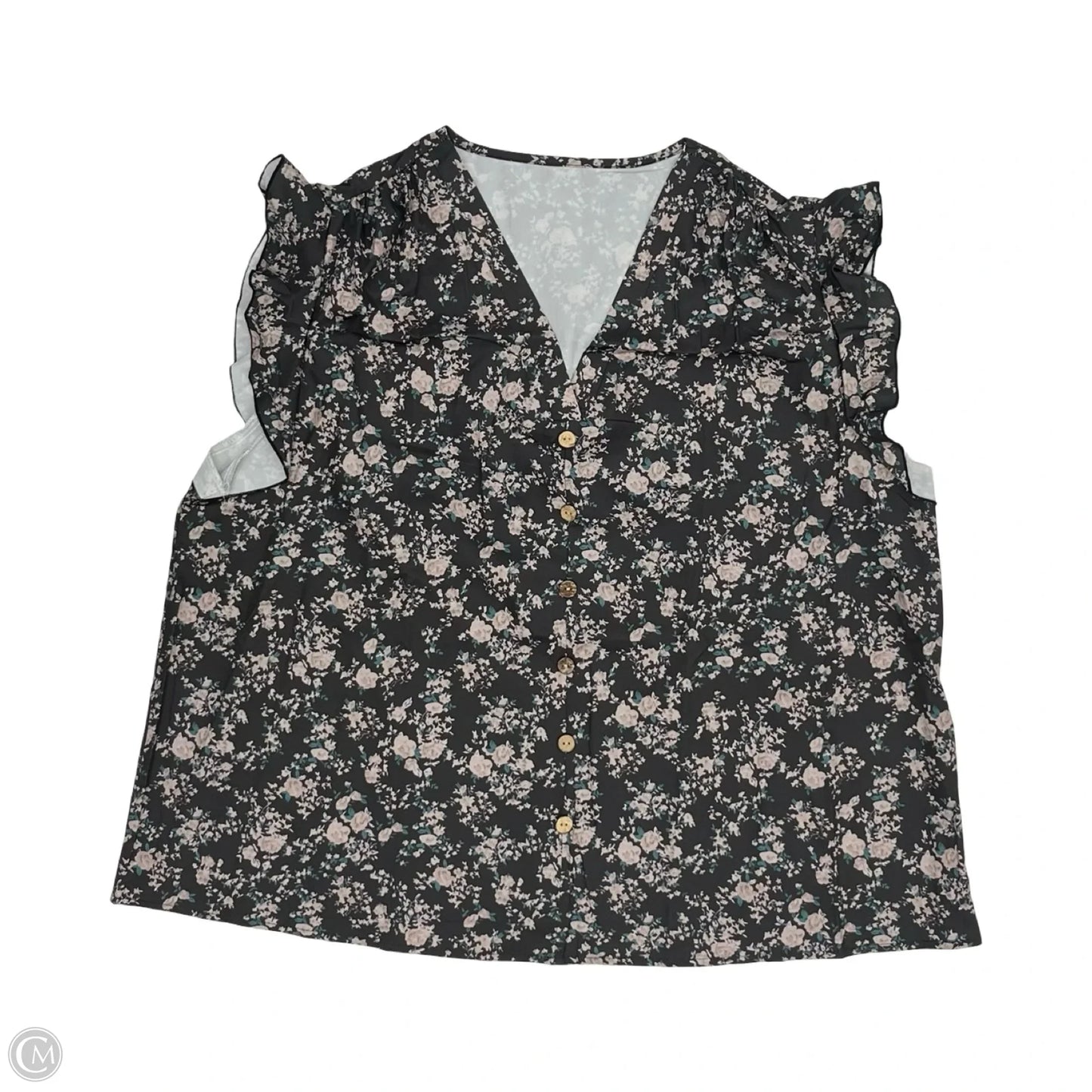 Blouse Short Sleeve By Cme In Grey, Size: 3x