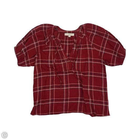 Blouse Short Sleeve By Loft In Red, Size: S