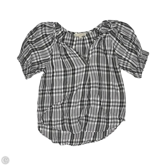Blouse Short Sleeve By Loft In Black & White, Size: S