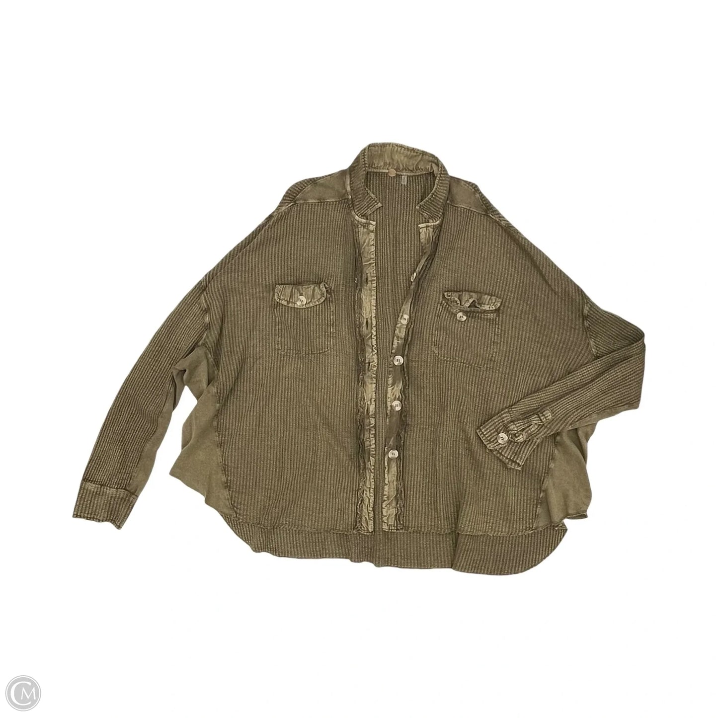 Jacket Shirt By Free People In Green, Size: L