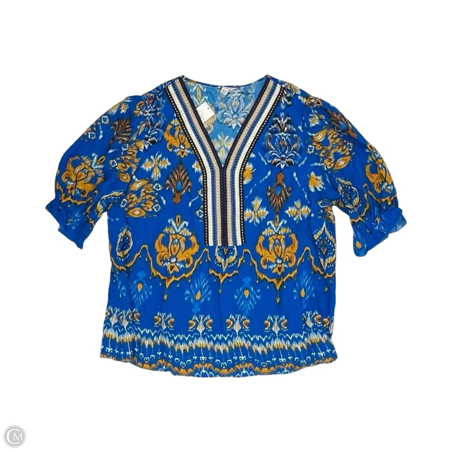 Blouse Short Sleeve By Cato In Blue, Size: 2x