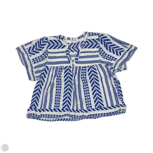 Blouse Short Sleeve By Old Navy In Blue & White, Size: Xxl