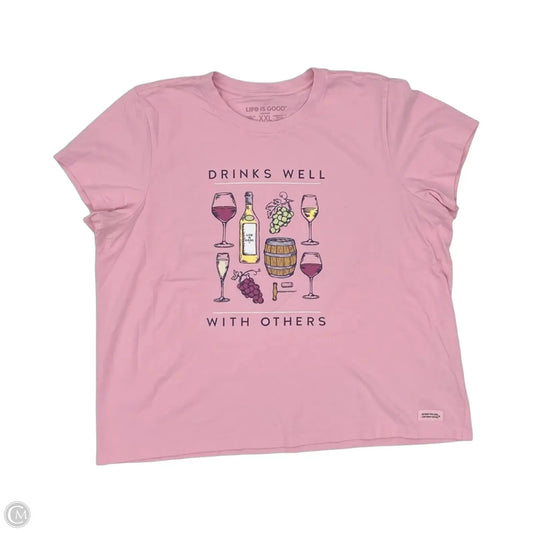 Top Short Sleeve By Life Is Good In Pink, Size: Xxl