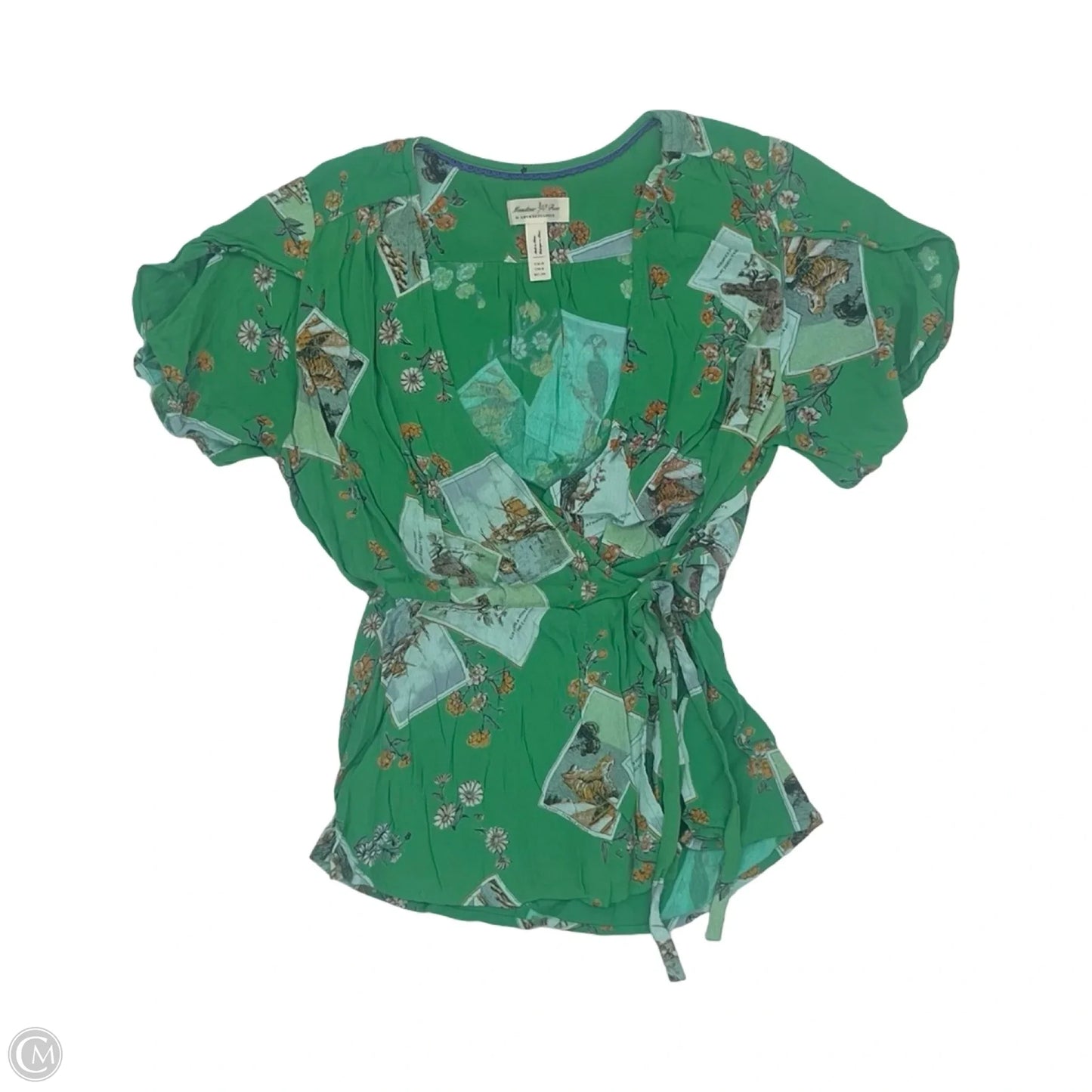 Blouse Short Sleeve By Meadow Rue In Green, Size: Xs