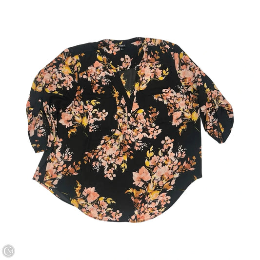 Blouse 3/4 Sleeve By Torrid In Black & Pink, Size: 2x