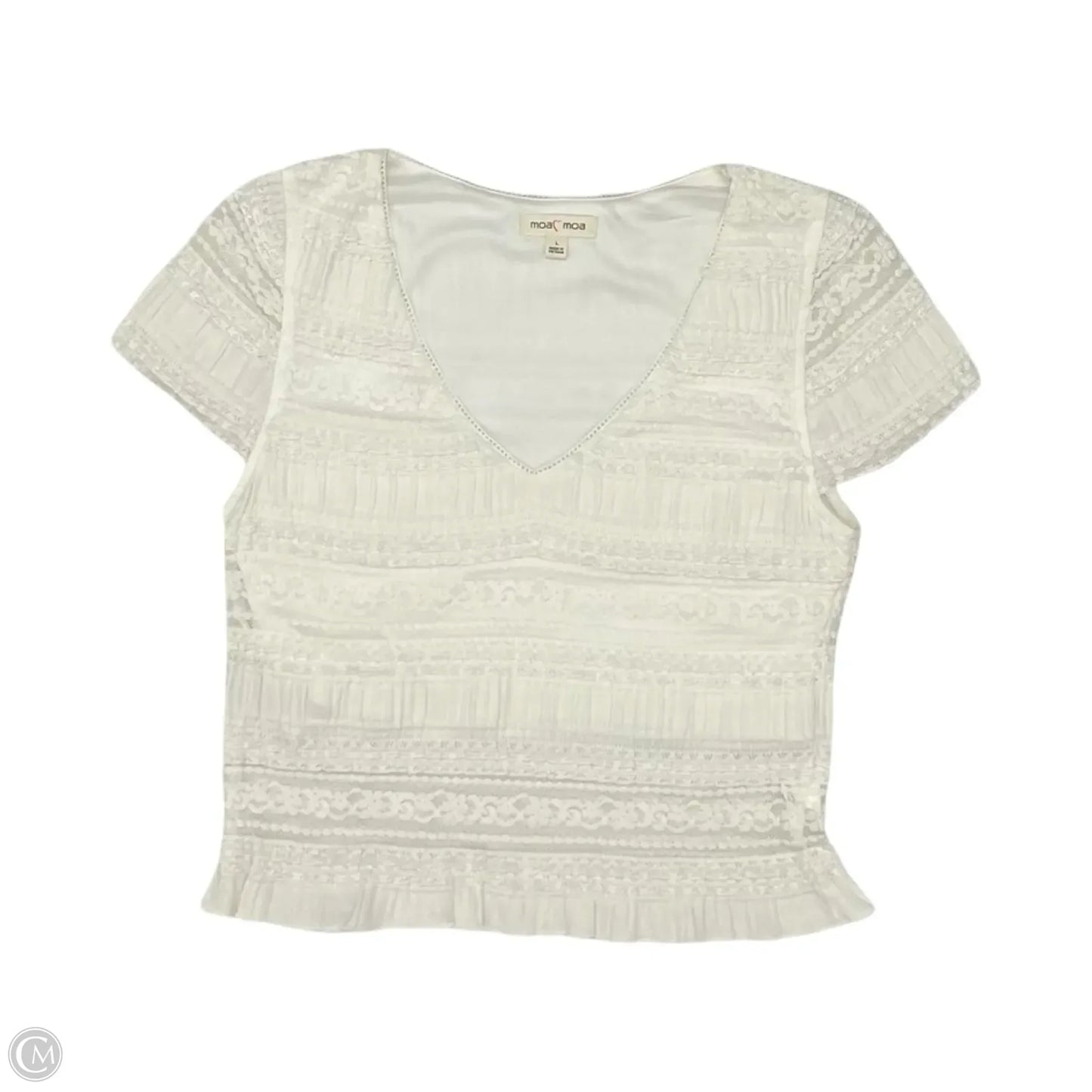 Blouse Short Sleeve By Moa Moa In Cream, Size: L