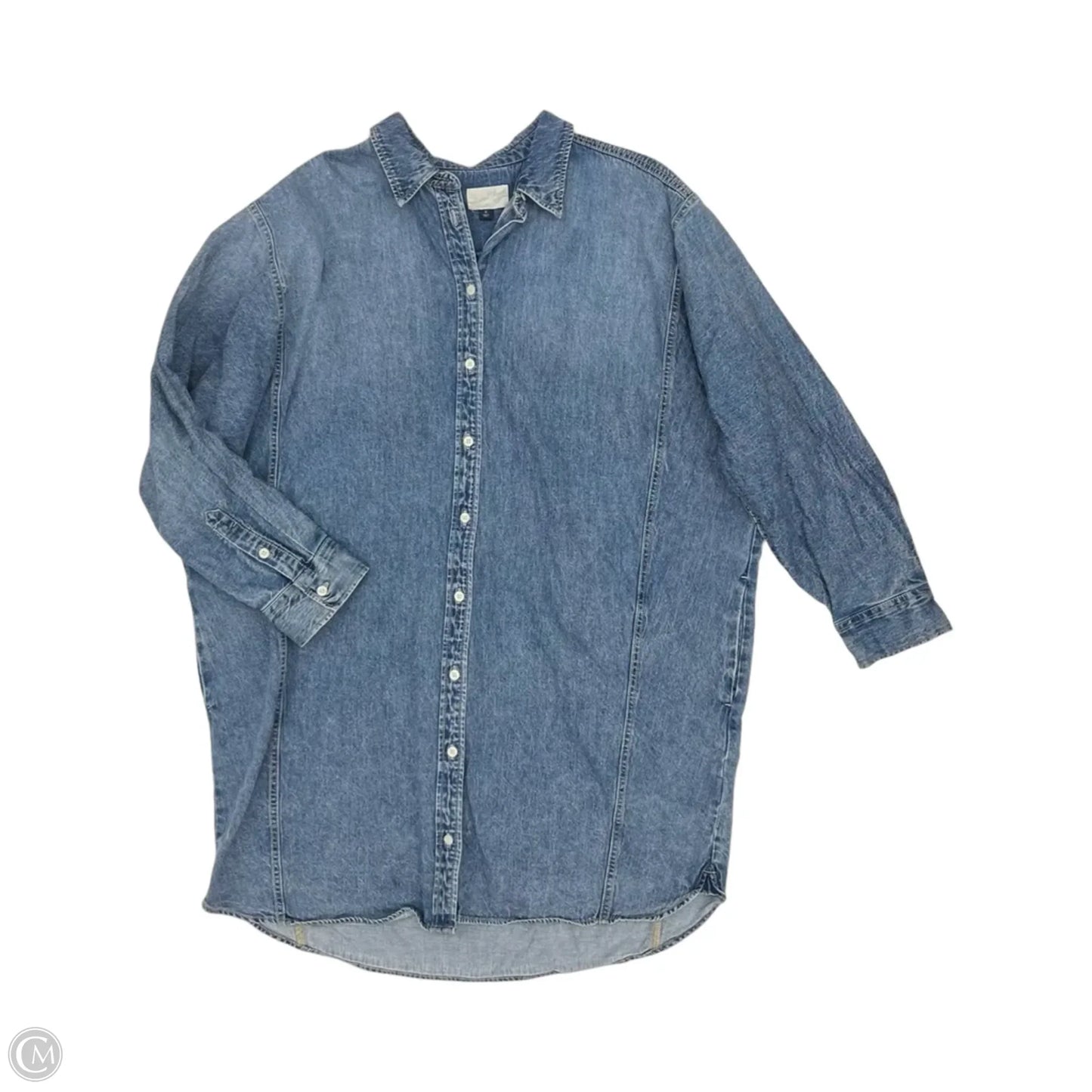 Blouse Long Sleeve By Zenana In Blue Denim, Size: 3x