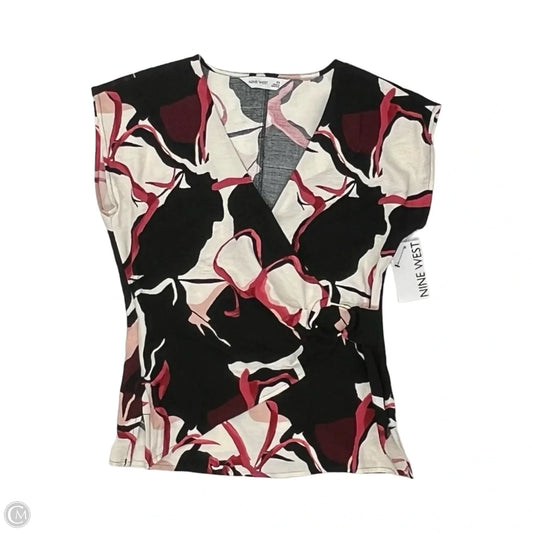 Blouse Short Sleeve By Nine West Apparel In Black & Red, Size: Xs