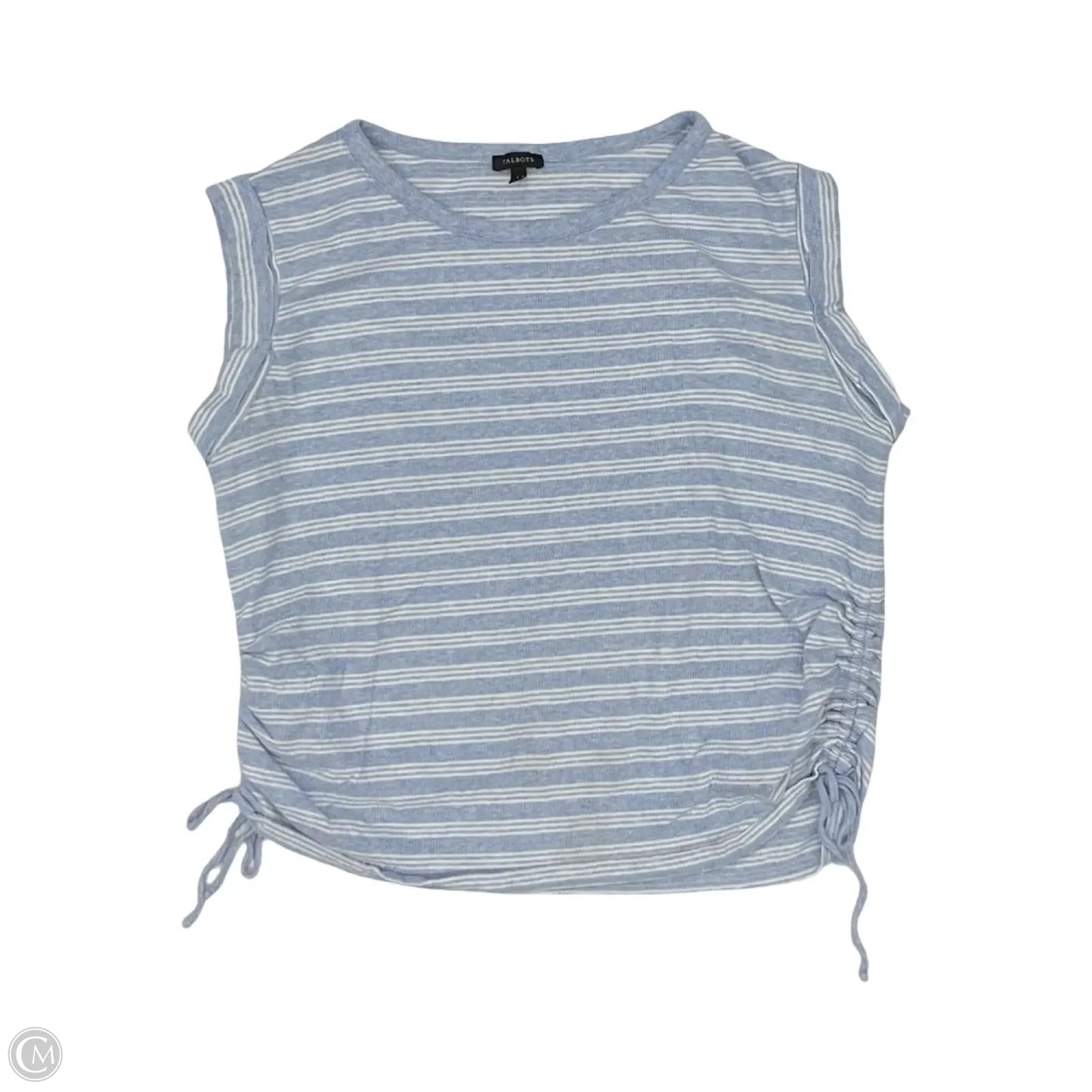 Top Short Sleeve By Talbots In Blue & White, Size: L