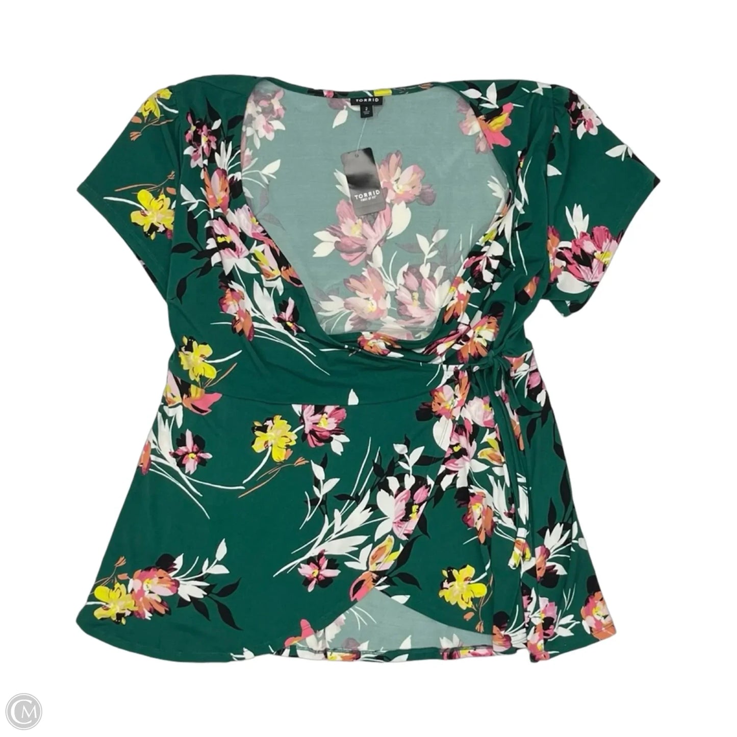 Blouse Short Sleeve By Torrid In Green, Size: 2x