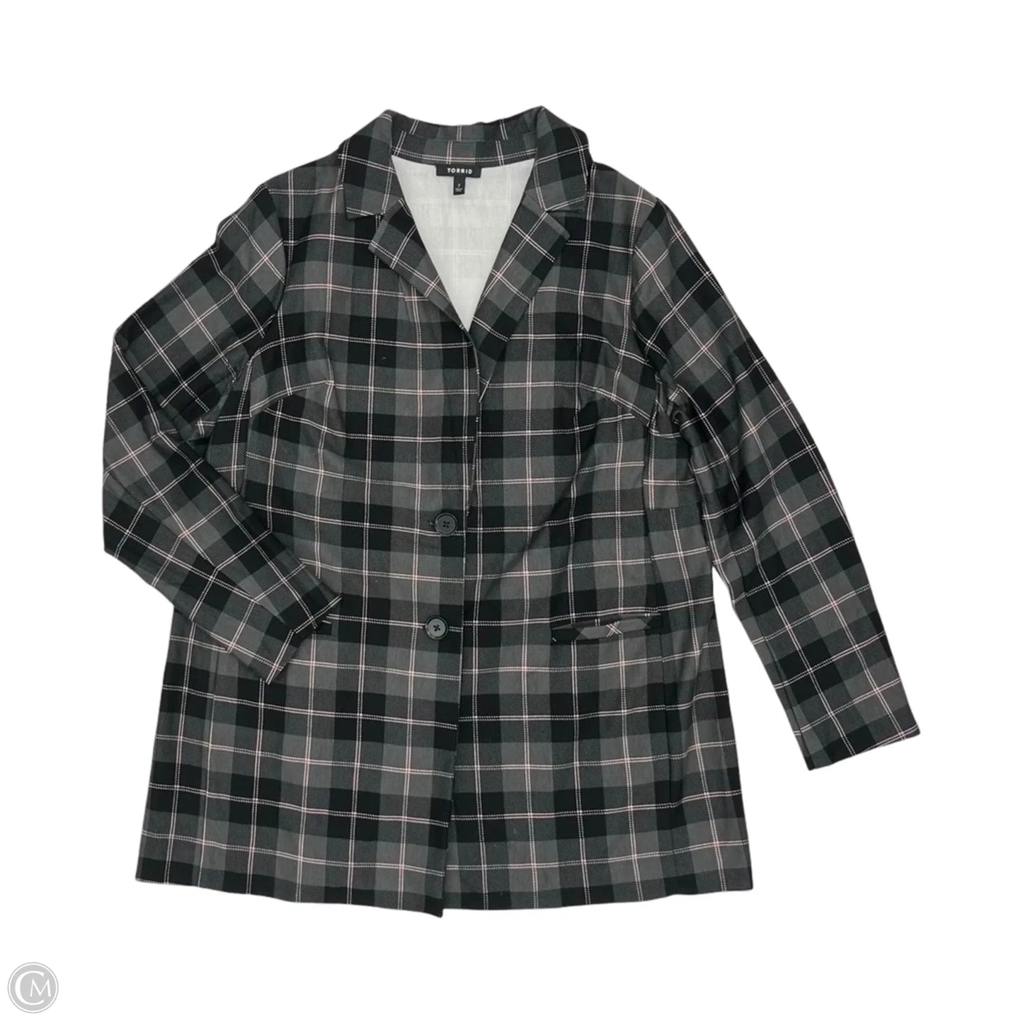 Blazer By Torrid In Black & Grey, Size: 2x
