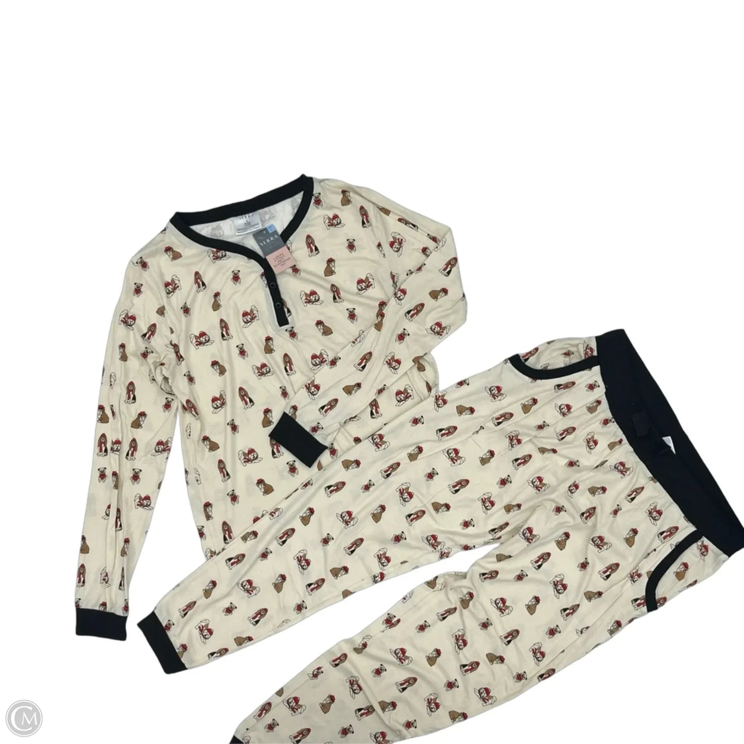 Pajamas 2pc By Serra In Cream, Size: L