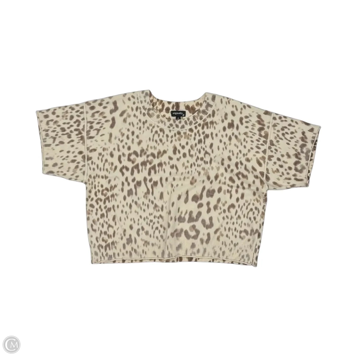 Sweater Short Sleeve By Originality In Cream & Tan, Size: S