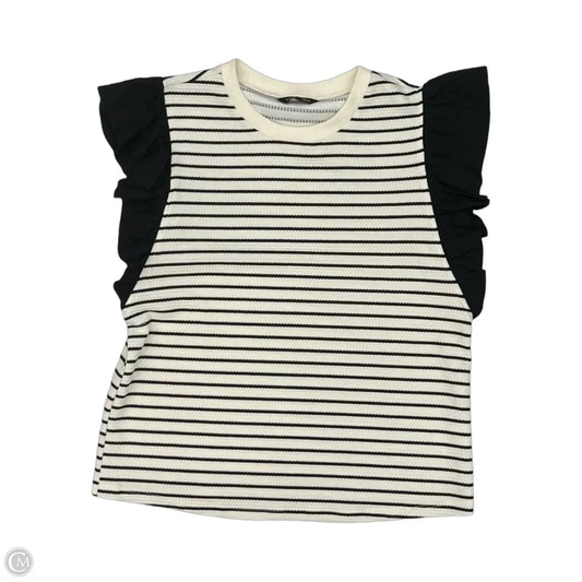 Blouse Short Sleeve By Strut & Bolt In Black & Cream, Size: L