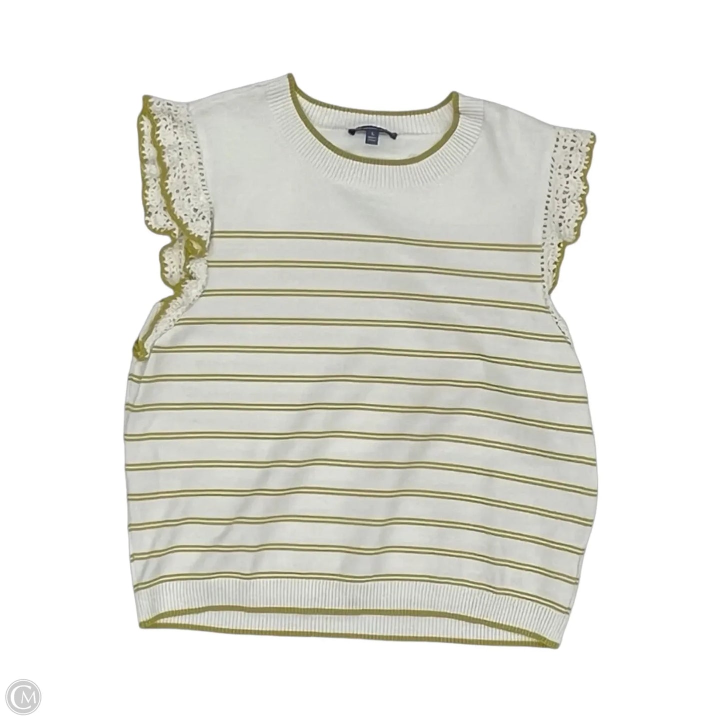 Sweater Short Sleeve By Democracy In Cream & Green, Size: L