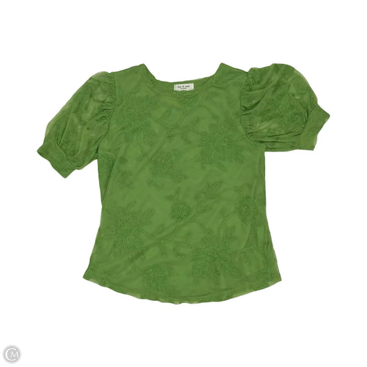 Blouse Short Sleeve By Kim & Cami In Green, Size: M