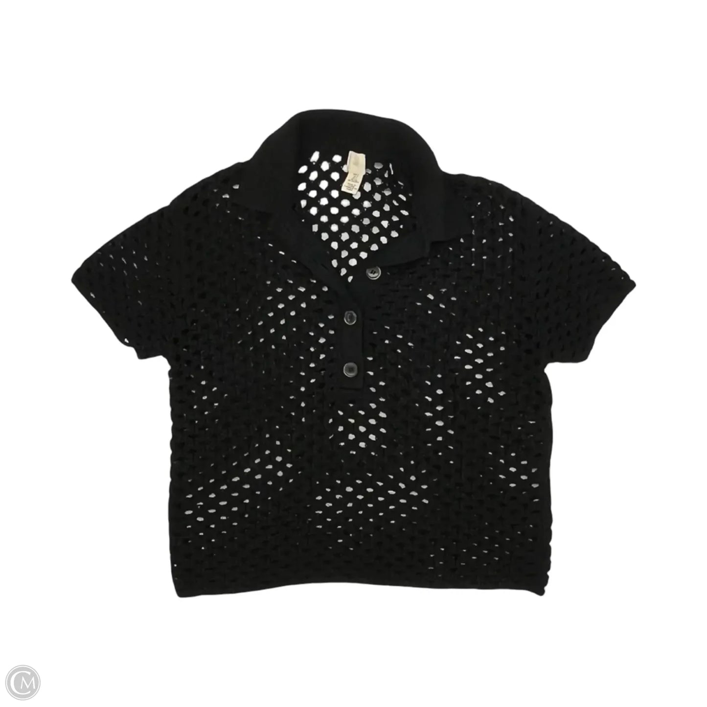 Sweater Short Sleeve By H&m In Black, Size: S